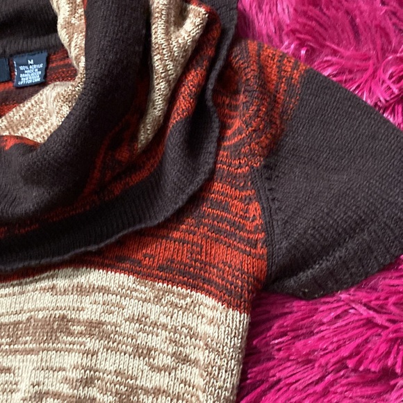 Burnt caramel and cream cowl neck sweater dress / tunic - Picture 8 of 16